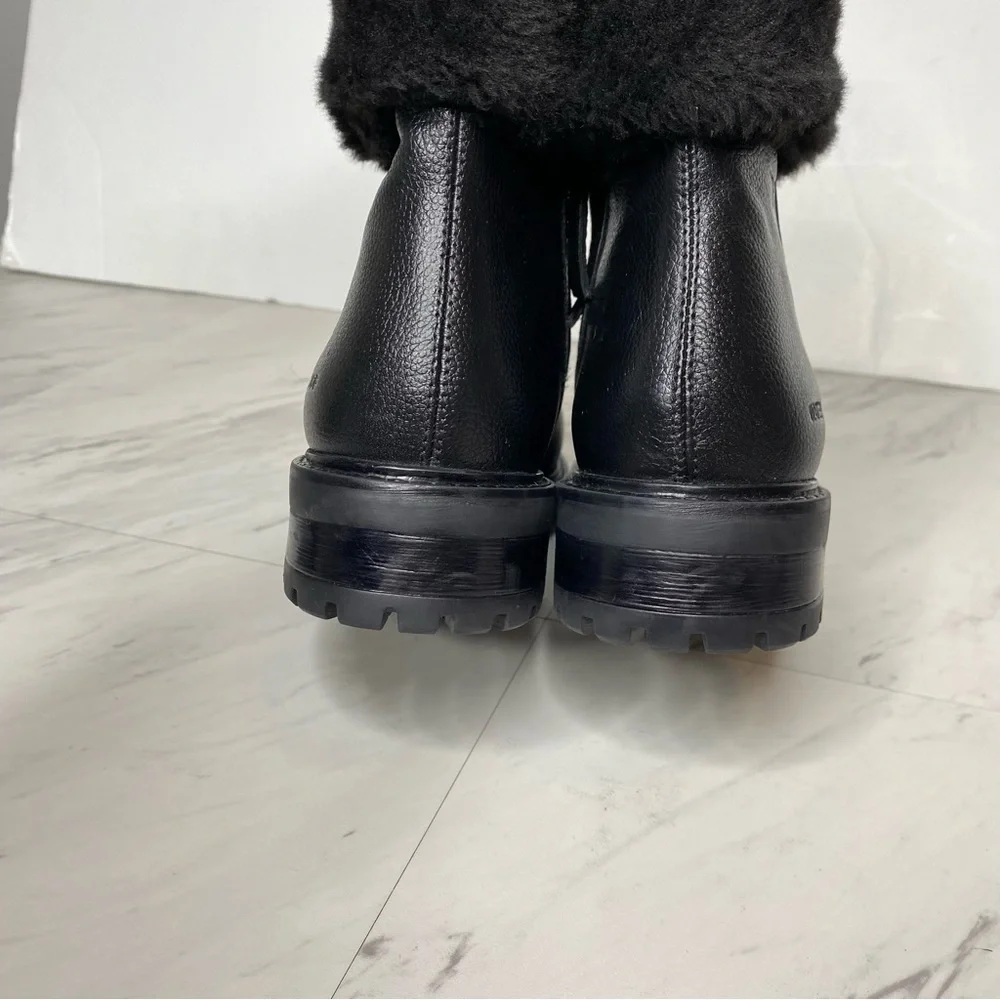 Cougar Kendal Faux Fur Cuff Black Leather Bootie 6